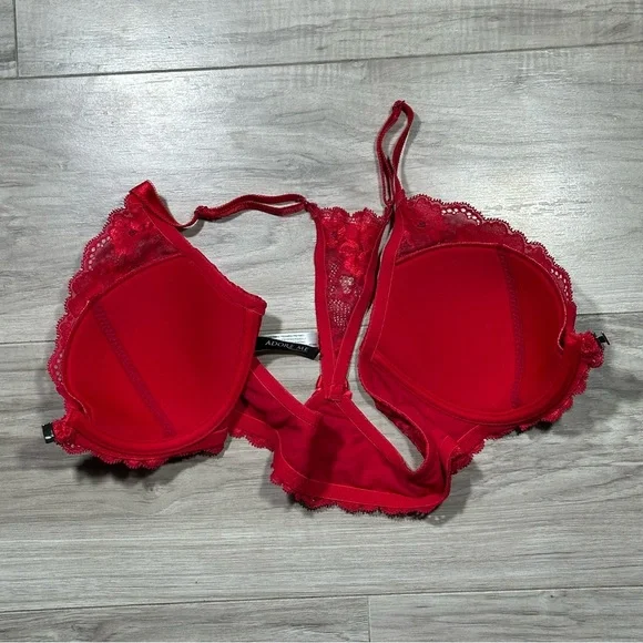 ADORE ME Red Lace Front Closure Underwire Racerback Bra 36C - Picture 6 of 11